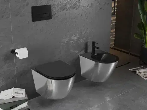 MEXEN Lena bidet závěsný, černá mat/stříbrná 35224874