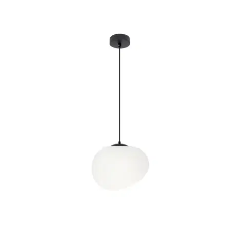 Závěsná lampa STONES 20 cm v japonském stylu - s bílým stínidlem inspirovaným kamenem - minimalistické stropní osvětlení do obývacího pokoje E27