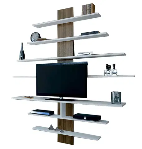 TV stěna / Sestava pod TV Zebra - White, Walnut