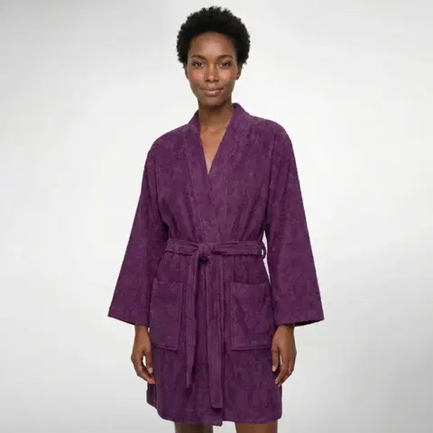 Krátký unisex župan s kimono límcem