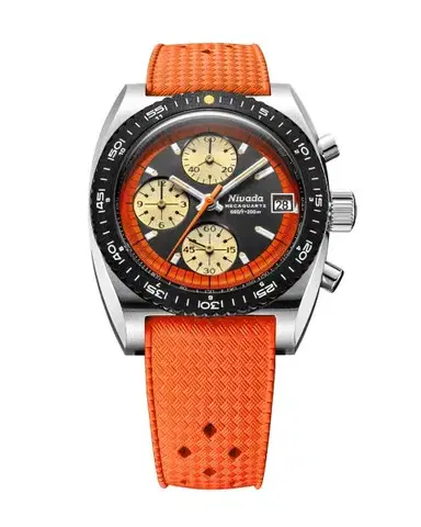 Nivada Grenchen Autochron Orange Mecaquartz - Rubber Tropic