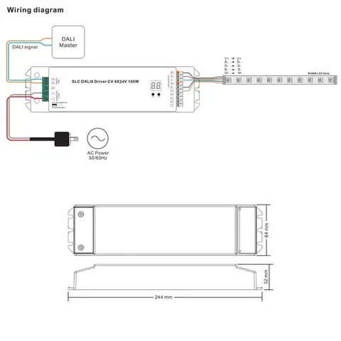 SLC Driver 24V 4CH RGB/RGBW 100W DALI IP20