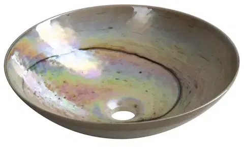 SAPHO SAND MURANO skleněné umyvadlo na desku, průměr 41cm, sand YM1234