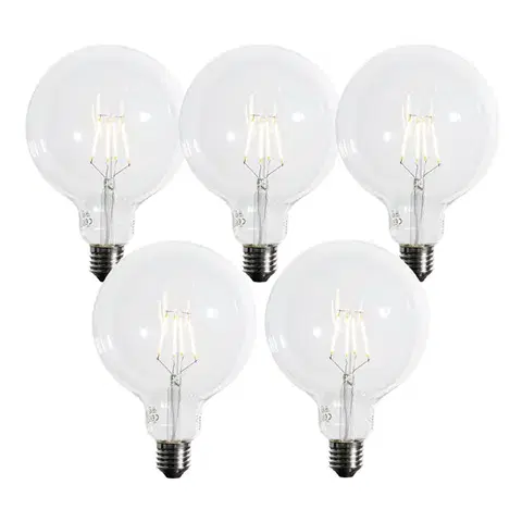 Sada 5x E27 3stupňově stmívatelné LED spirálové vlákno G125 4W 450 lm 2700K