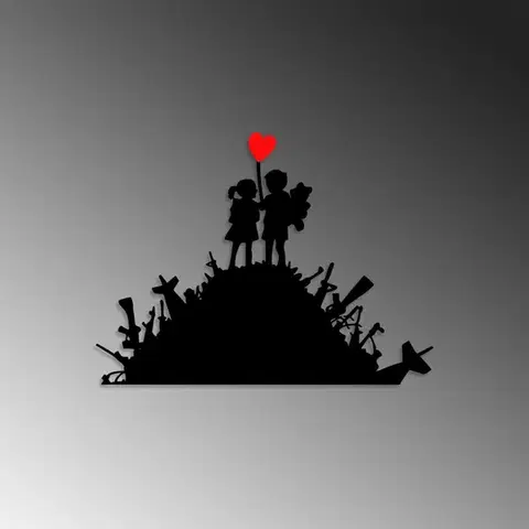 Dekorativní kovový doplněk na zeď Banksy - 1