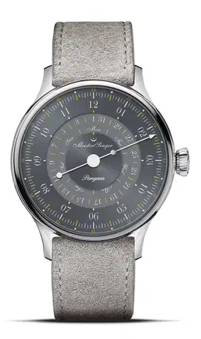 MeisterSinger Pangaea Day Date 365 Grey PDD365927 - Šedý kožený řemínek
