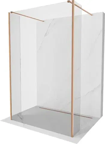 MEXEN/S Kioto Sprchová zástěna WALK-IN volněstojící 90 x 30 x 30, transparent, měď kartáčovaná 800-090-030-222-65-00-030