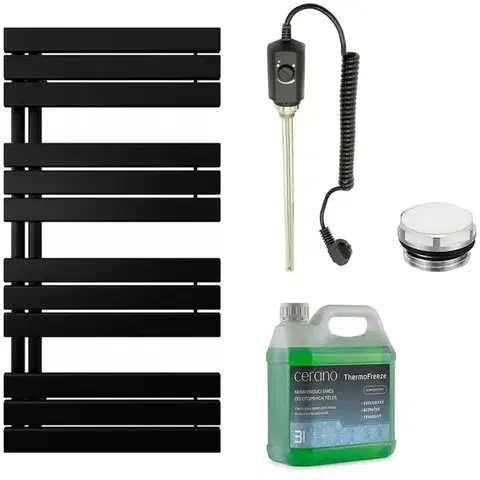 CERANO Koupelnový elektrický radiátorový set Theo L/P 600W černá matná 1200x500 mm CER-680552