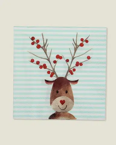 Vánoční ubrousky Reindeer Stripes 20 szt.
