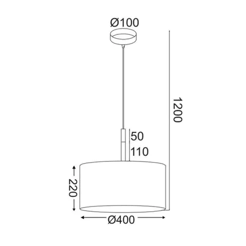 ACA Lighting Textile závěsné svítidlo OD650840PWH