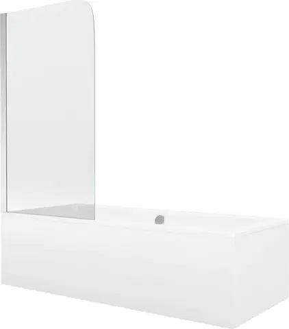 MEXEN/S Cube obdélníková vana 170 x 80 cm s panelem  + vanová zástěna 70, transparent, chrom 550517080X9007010100