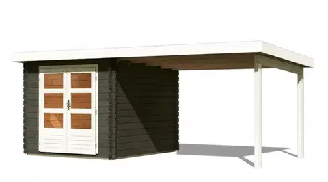 Dřevěný zahradní domek BASTRUP 4 s přístavkem Lanitplast