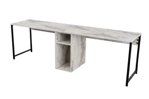 Psací stůl Twin Study Desk - Freesia Marble, Black