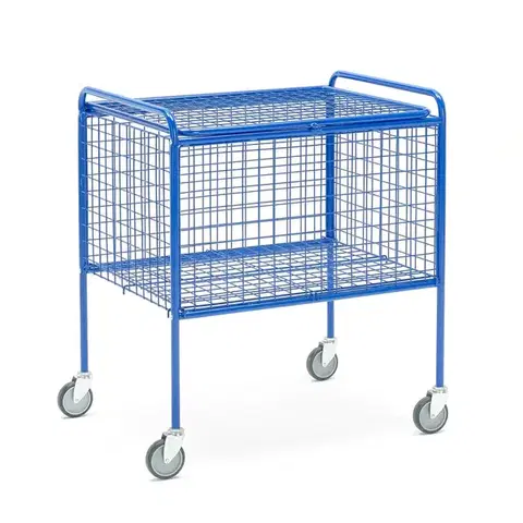 Drátěný vozík VAN, s víkem, modrý