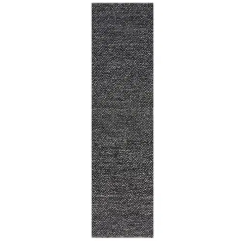 Flair Rugs, Ručně tkaný běhoun Minerals Dark Grey, 60x230, šedá, chodba / předsíň
