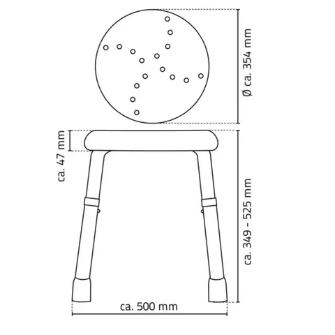 RIDDER HANDICAP koupelnová stolička, průměr 45cm, bílá A170101