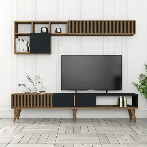 Televizní stěna Milen Walnut and Anthracite