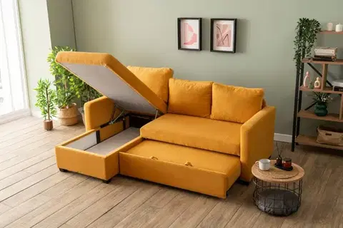 Rohová rozkládací pohovka Kado - Mustard