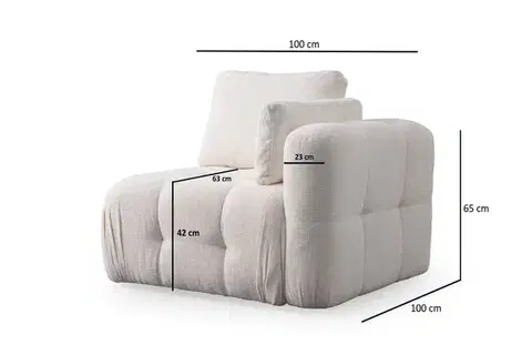 Rohová sedací souprava Amaris 2 Seater With Pouffe -White
