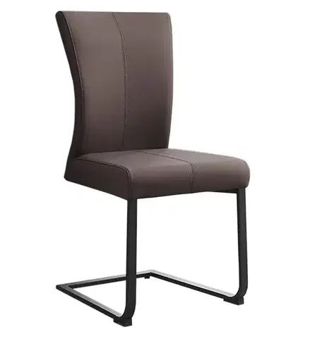 Estila Moderní industriální jídelní židle Samson s hnědosivým potahem z pravé kůže s černou konzolovou podstavou 58 cm