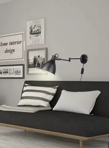 Nástěnná lampa černá nastavitelná 1xE27 Espera