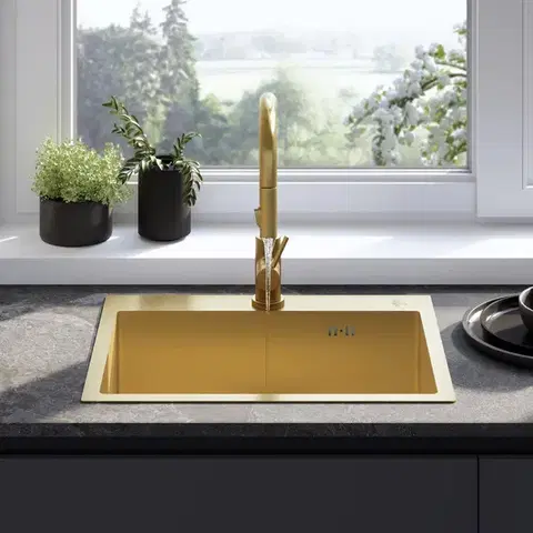 REA Ocelový dřez Liam BRUSH GOLD ZLE-06007