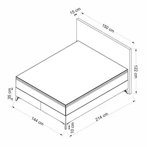 Rám dvoulůžkové postele s čelem Samira 140 x 200 - Grey