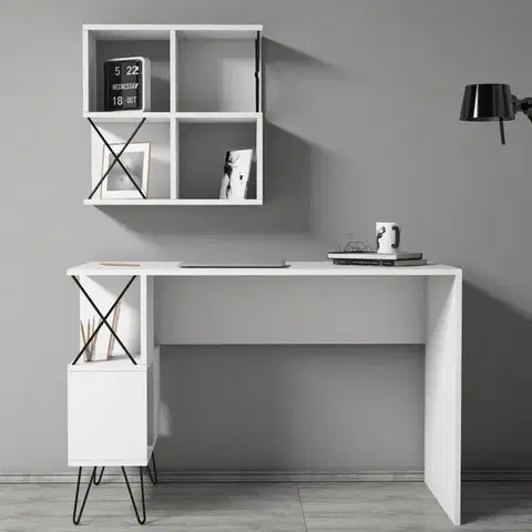 Psací stůl s knihovnou Extra 2 - White