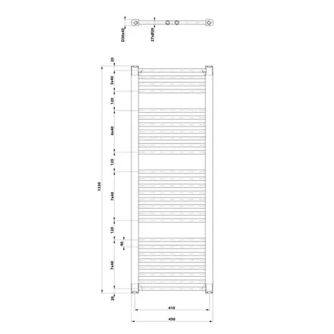 AQUALINE DIRECT otopné těleso s bočním připojením 450x1320 bílá ILR34T