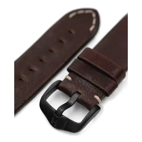 Řemínek Hirsch Ranger pro Apple Watch - hnědý - 22 mm - L – Standardní délka - 22 mm - Černá