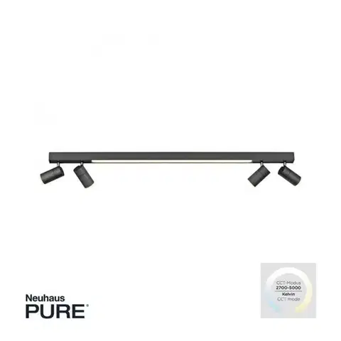 PAUL NEUHAUS Stropní svítidlo PURE-LINES LED 10W 2700-5000K + 4x LED 4W 2700-5000K antracit 6121-13