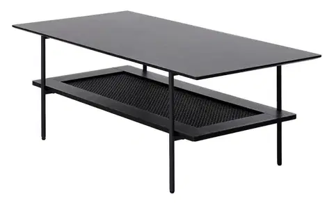 Estila Konferenční stolek Malmo, černý/ratan, 110 cm