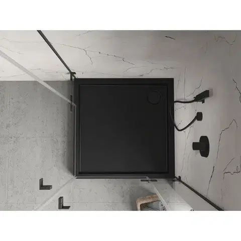 MEXEN Flow+ Sprchová vanička čtvercová 90 x 90, černá mat 46S709090H