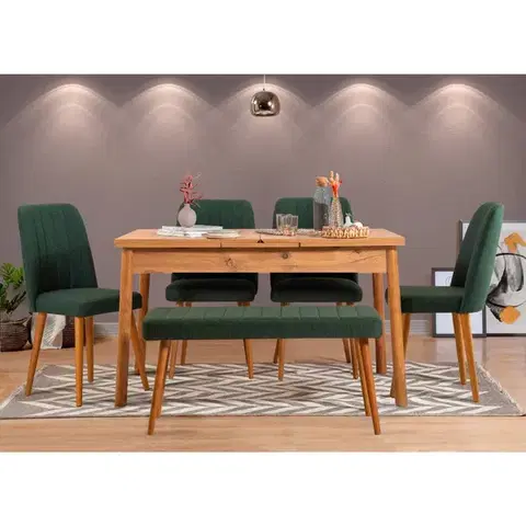 Jídelní set s rozkládacím stolem a židlemi (6 kusů) Santiago Atlantic Green