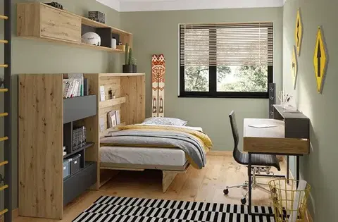 Dig-net nábytek Regál Lenart BED CONCEPT BC-25 | dub artisan / černá