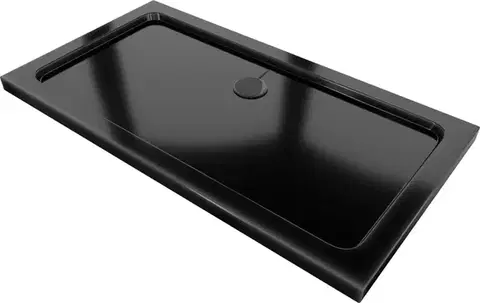 MEXEN/S Flat sprchová vanička obdélníková slim 130 x 70, černá + černý sifon 40707013B