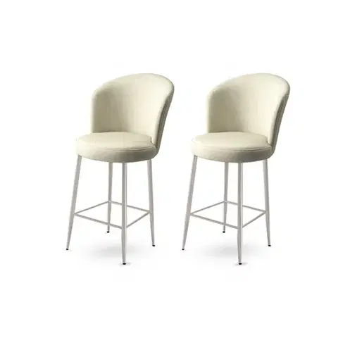 Bar Stool Set (2 Pieces) Fora - Cream, Chrome