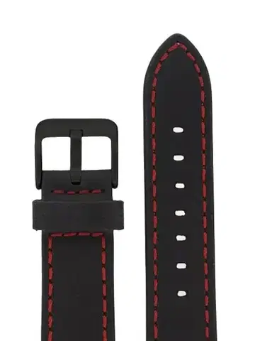 Kožený řemínek Junkers 20mm - černý/červené prošití