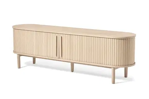 Estila TV stolek Alborg, světlý dub, lamelový, 180 cm