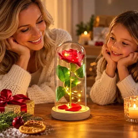 Věčná růže s LED osvětlením – kouzlo, které přetrvá