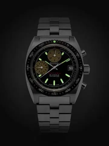 Nivada Grenchen Autochron White Automatic - Brown Leather