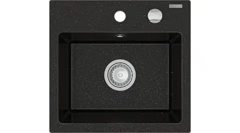 MEXEN Milo granitový dřez 1-miska 435x410 mm, černá / kovové zlato 6505441000-75