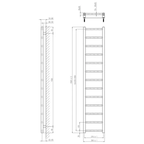 SAPHO METRO LIGHT otopné těleso 300x1500 černá mat IR446TB