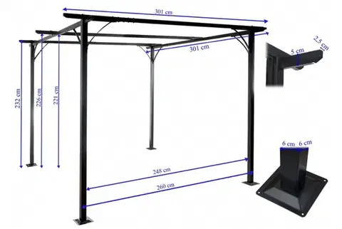 Pergola se stahovací střechou 3x3 m Dekorhome