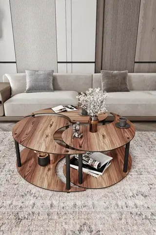 Sada konferenčních stolků Yin Yang 3 70 - Walnut