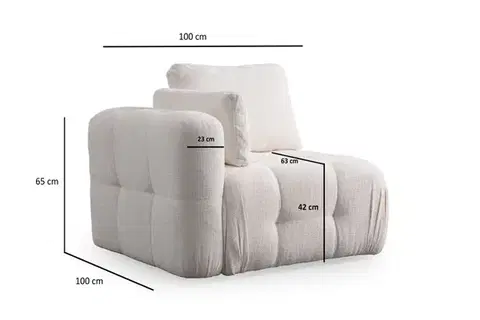 Rohová sedací souprava Amaris 2 Seater With Pouffe -White
