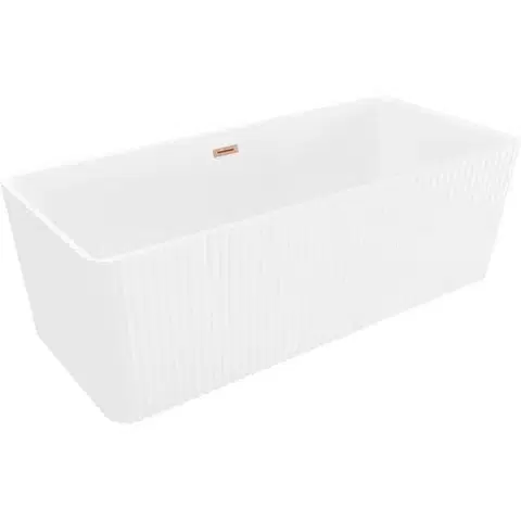 MEXEN/S Nila volně stojící vana reliéf 170 x 75, bílá, sifon a přepad měď kartáčovaná 52841708000-65