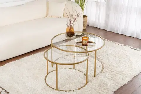 Sada konferenčních stolků Gold-Transparent-80-60