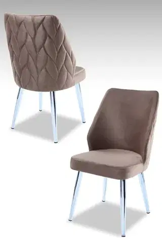 Sada židlí (4 kusy) Pufi - Cappuccino, Chrome