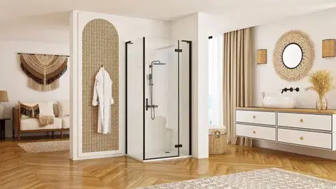 REA/S Sprchová kabina Hugo Black 90x80 KPL-45222